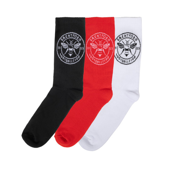 Brentford 3pk Crest Sport Socks (7-11)